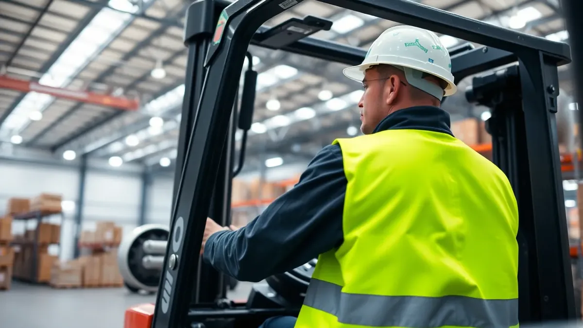 Operator running a forklift in a warehouse — Upright Forklift, Houston TX