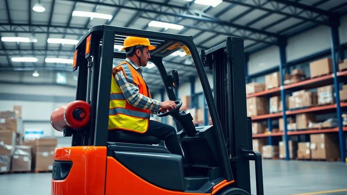 Operator running a electric forklift in a warehouse — Upright Forklift, Houston TX