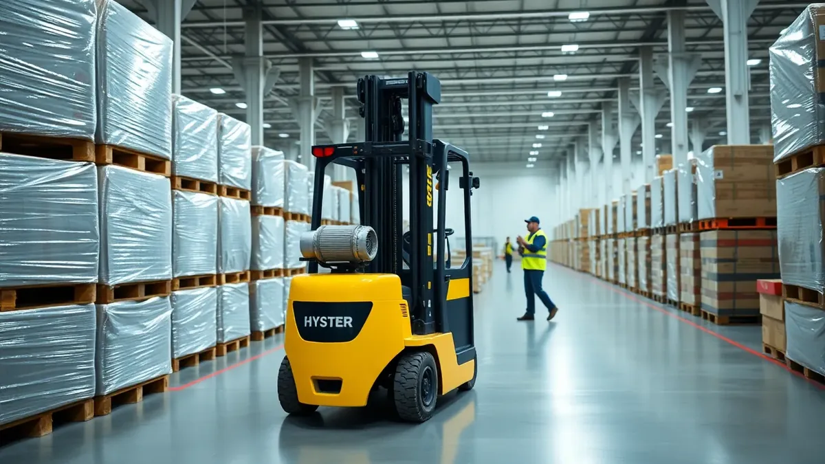 Hyster forklift in a Houston distribution warehouse — Upright Forklift, Houston TX