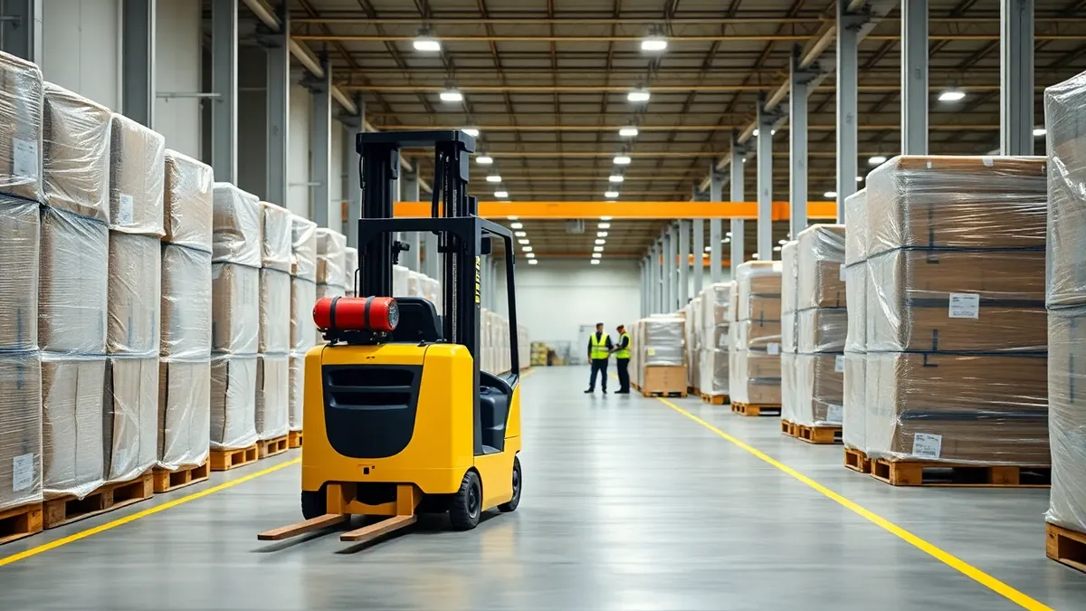 Propane forklift in a Houston distribution warehouse — Upright Forklift, Houston TX