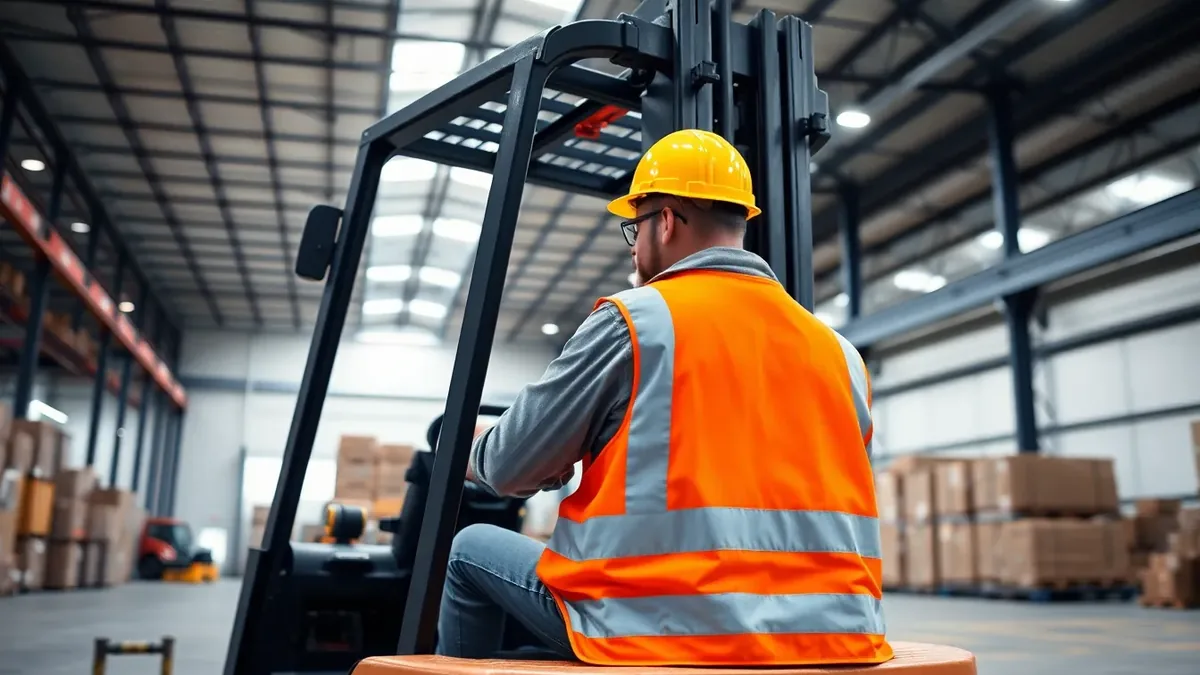 Operator running a forklift in a warehouse — Upright Forklift, Houston TX