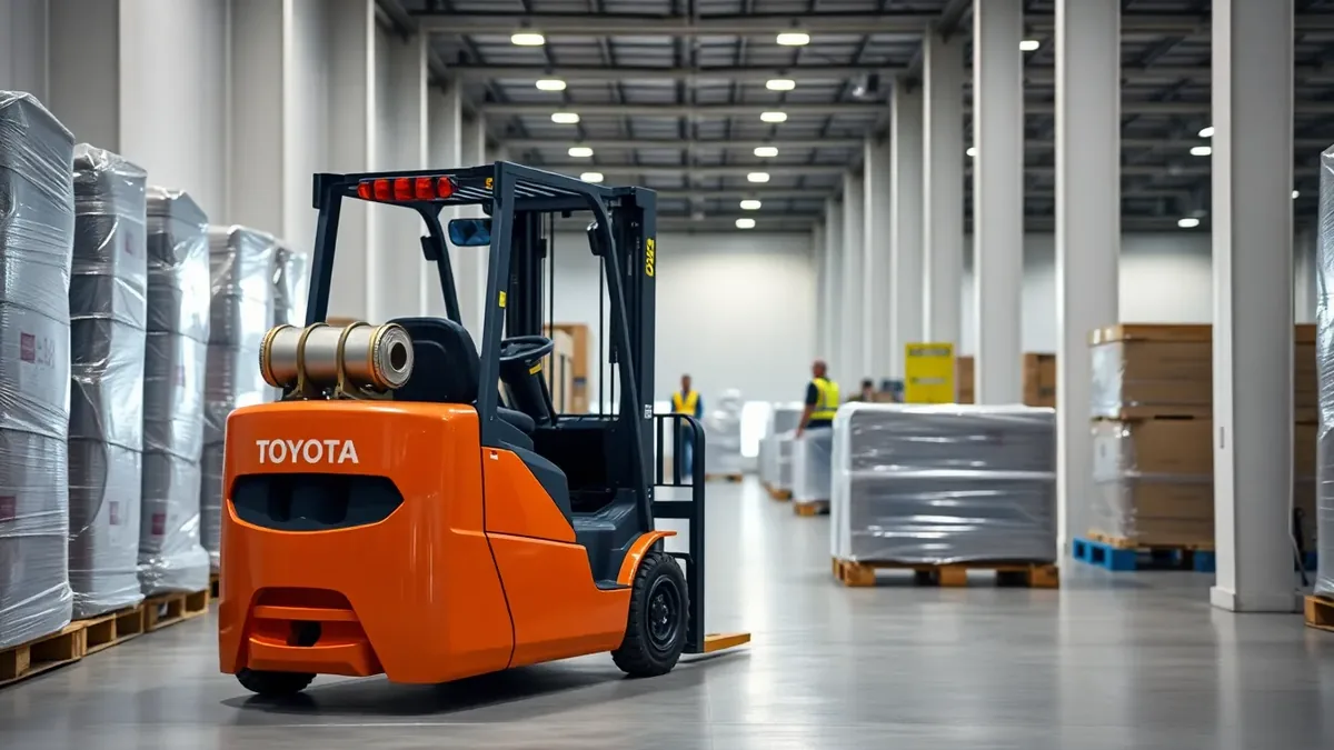 Toyota forklift in a Houston distribution warehouse — Upright Forklift, Houston TX
